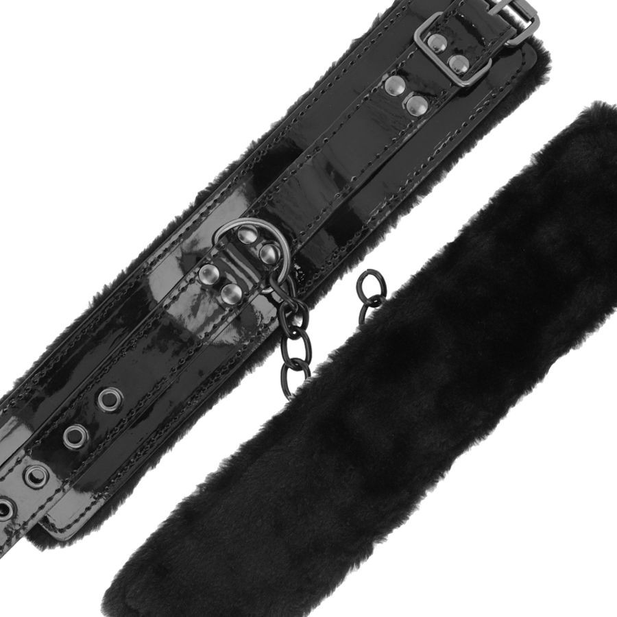 Darkness – állítható fekete bőr bokakötöző lakattal - Image 6