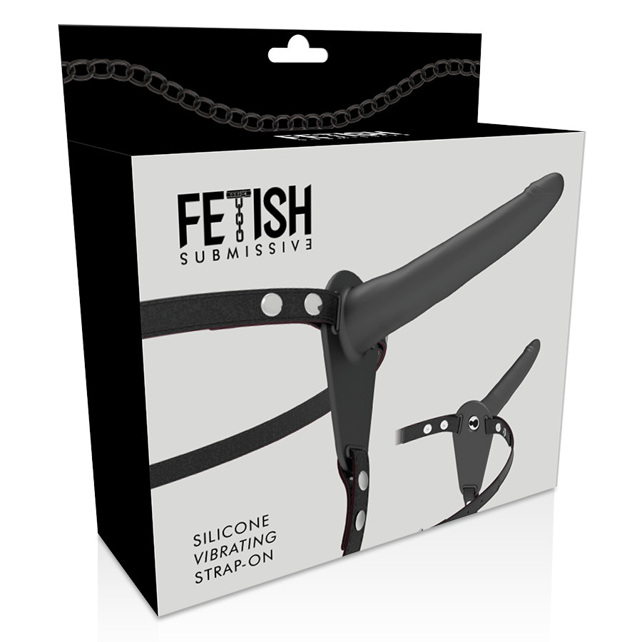 Fetish – fekete szilikon vibrátor prémium hám 15 cm - Image 4