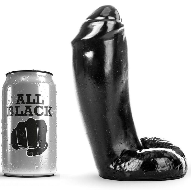 ALL BLACK - Élethű 18 cm-es dildó