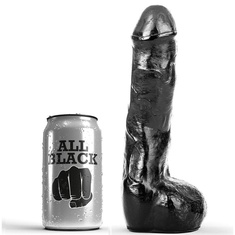 ALL BLACK - valósághű, 20 cm anális vibrátor