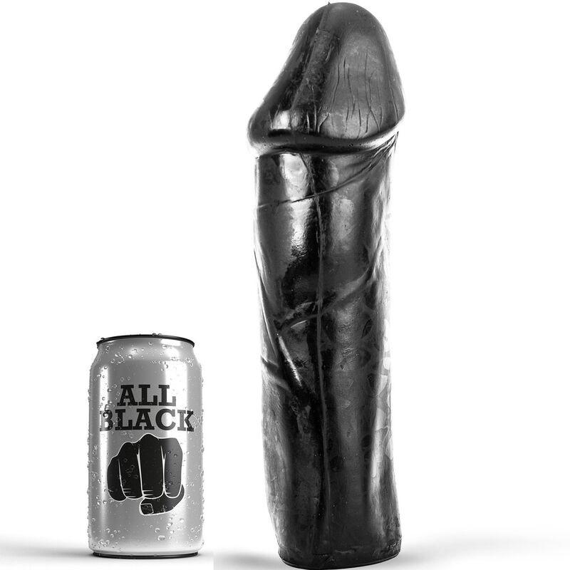 ALL BLACK – 28 cm hosszú dildó here nélkül