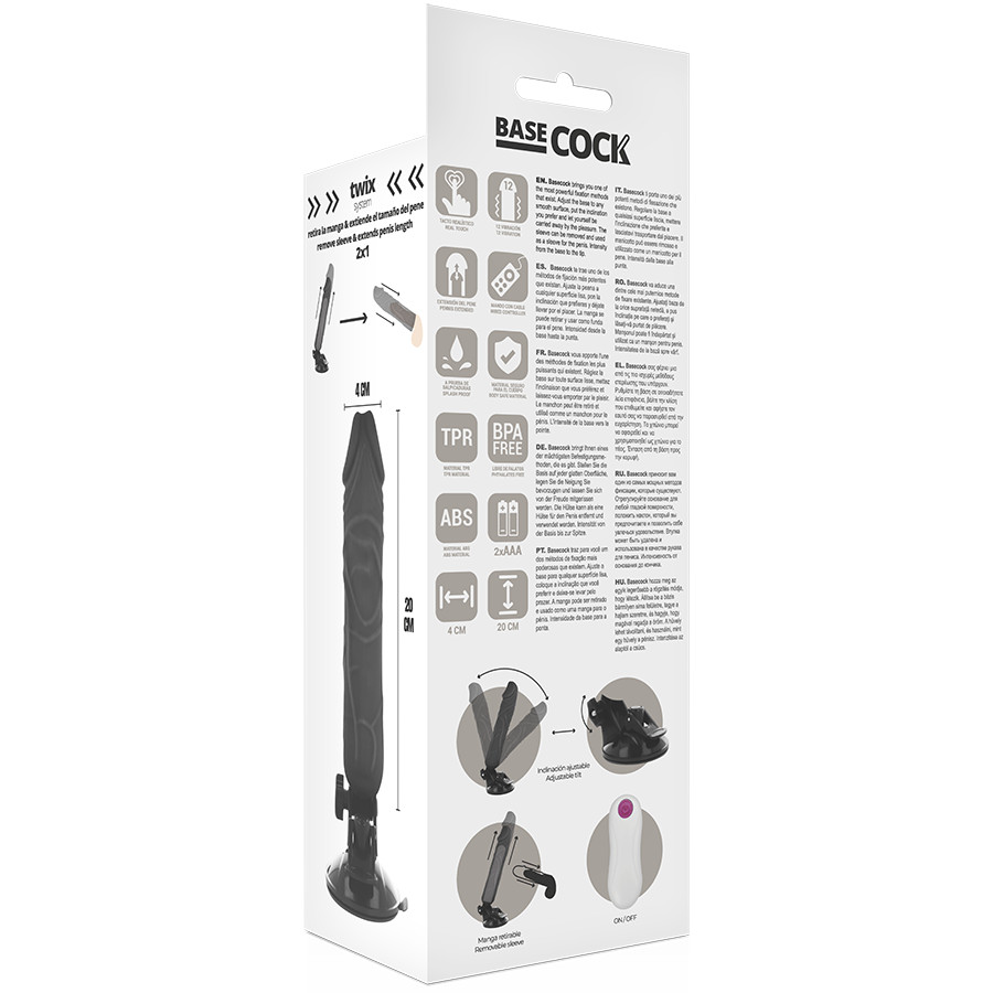 BASECOCK – valósághű vibrátor távirányítóval, 20 cm - Image 6