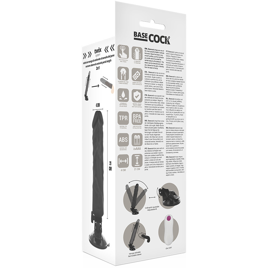 BASECOCK – realisztikus vibrátor távirányítóval, 21 cm - Image 5
