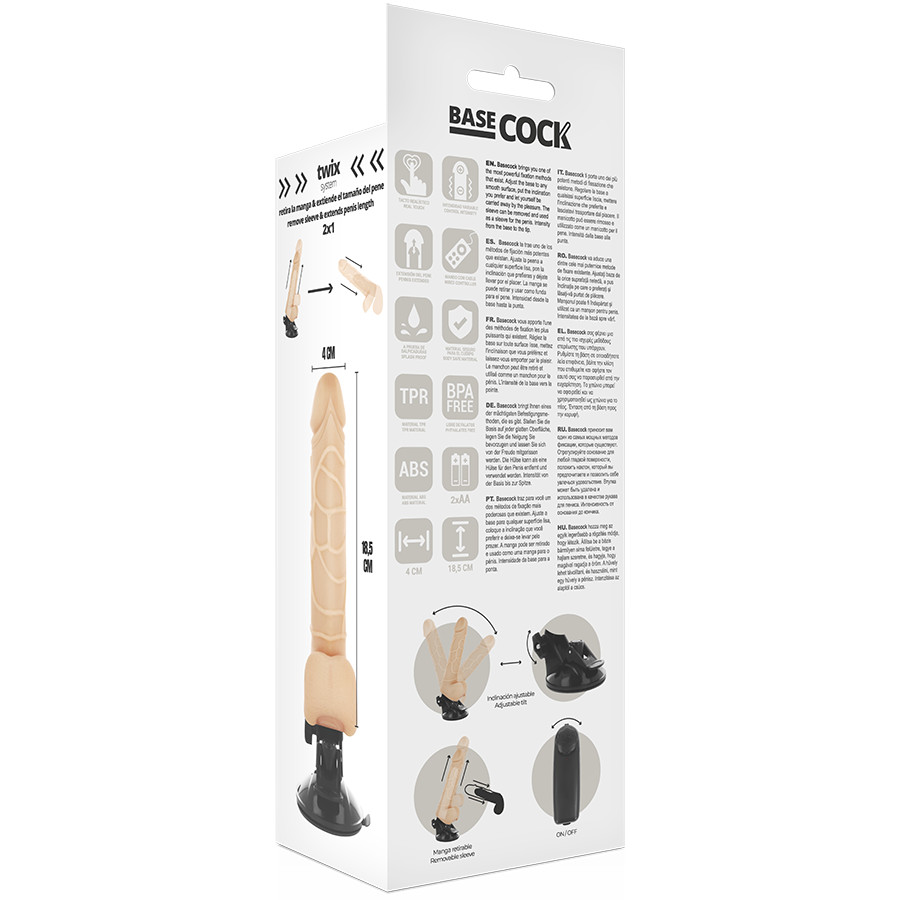 BASECOCK – valósághű vibrátor távirányítóval, 18,5 cm - Image 6