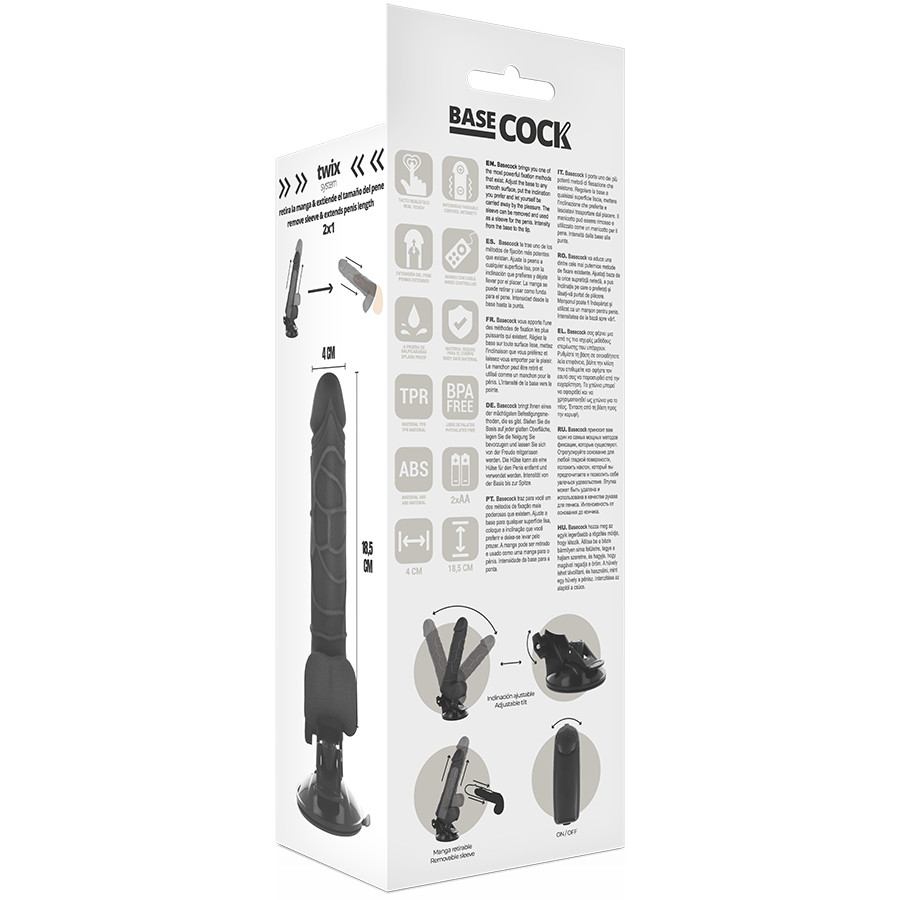 BASECOCK – valósághű vibrátor távirányítóval, 18,5 cm - Image 6