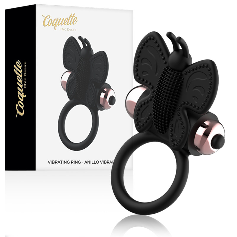 Coquette Chic Desire – vibráló pillangó péniszgyűrű fekete/arany