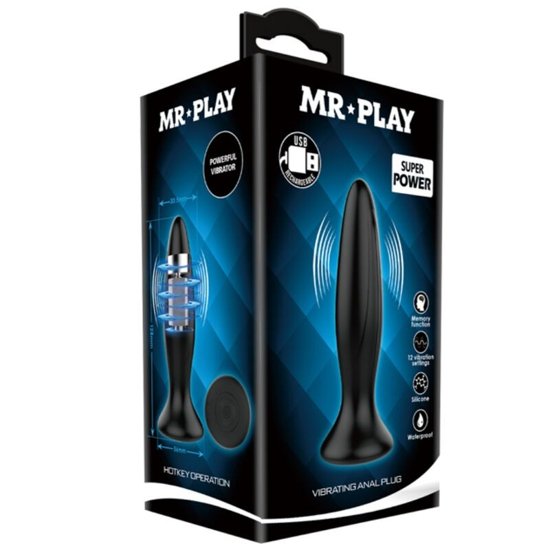 MR PLAY – újratölthető fekete anális vibráló dugó - Image 7