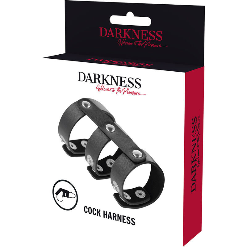 DARKNESS – állítható bőr dupla pénisz és heregyűrű - Image 5