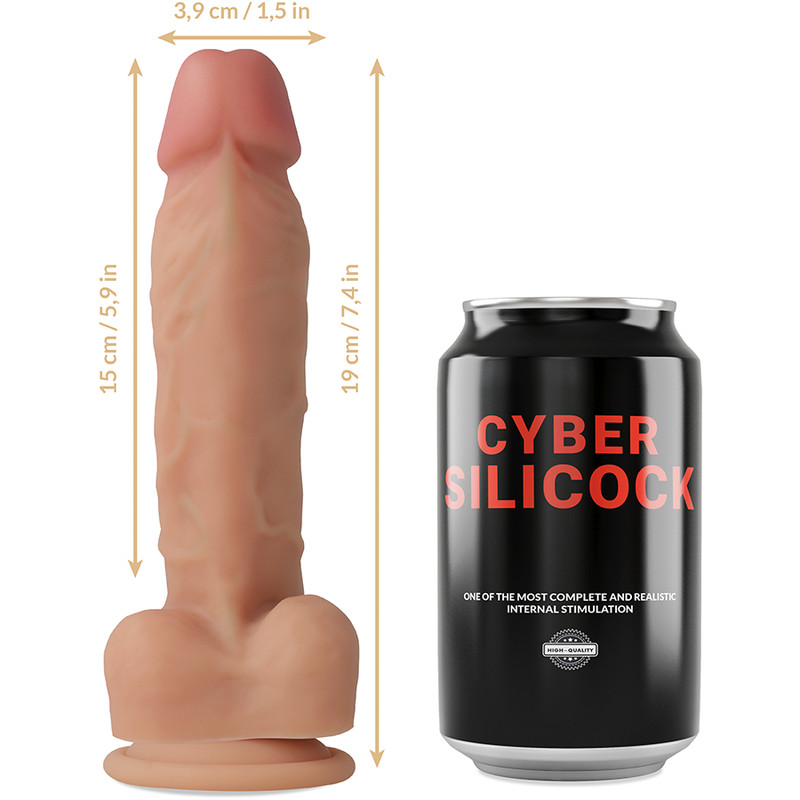 CYBER SILICOCK – liquid silicone strap-on 19 cm, 3 gyűrűvel - Image 6