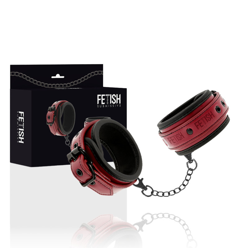 Fetish Submissive – vegán bőr kézbilincsek neopréne béléssel - Image 2