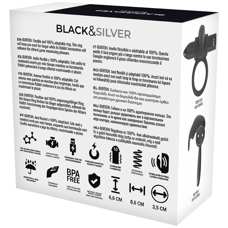 BLACK&SILVER - távirányítós péniszgyűrű, élvezetes élményhez - Image 5