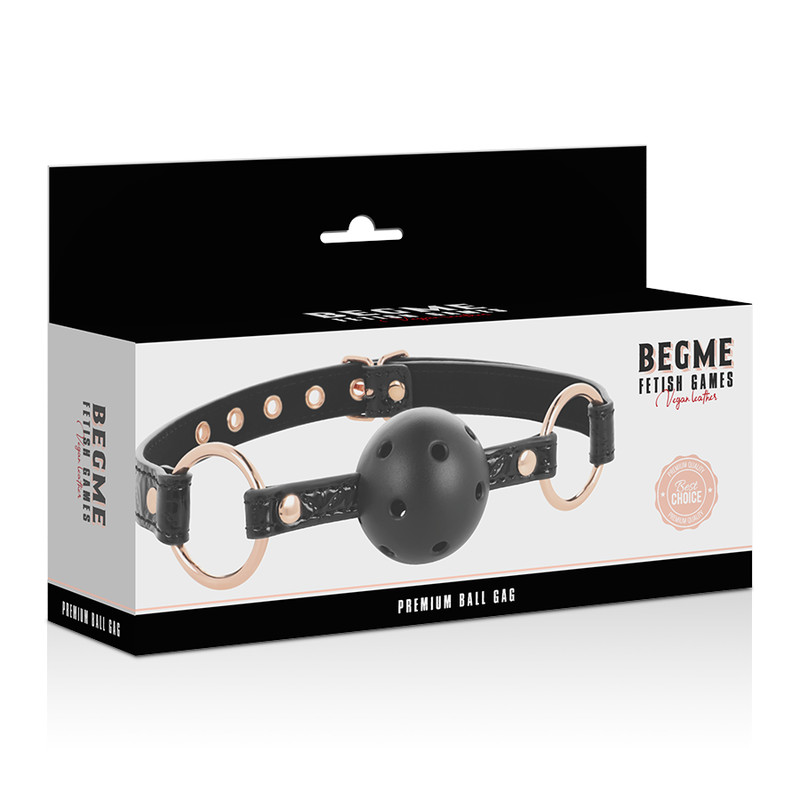 BEGME – fekete bőrball gag prémium vegán bőrből - Image 5