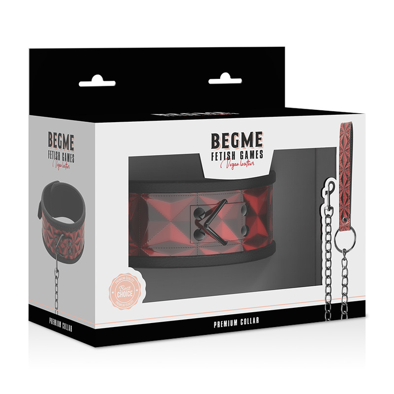 BEGME Red Edition – prémium vegán bőr nyakörv neoprén bélésű - Image 7