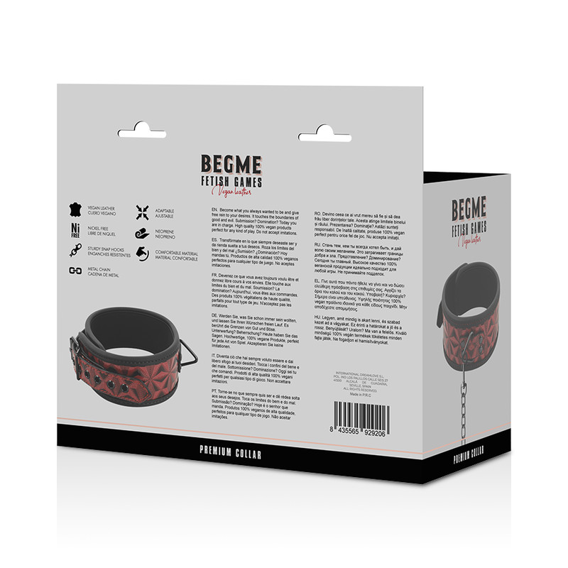 BEGME Red Edition – prémium vegán bőr nyakörv neoprén bélésű - Image 8