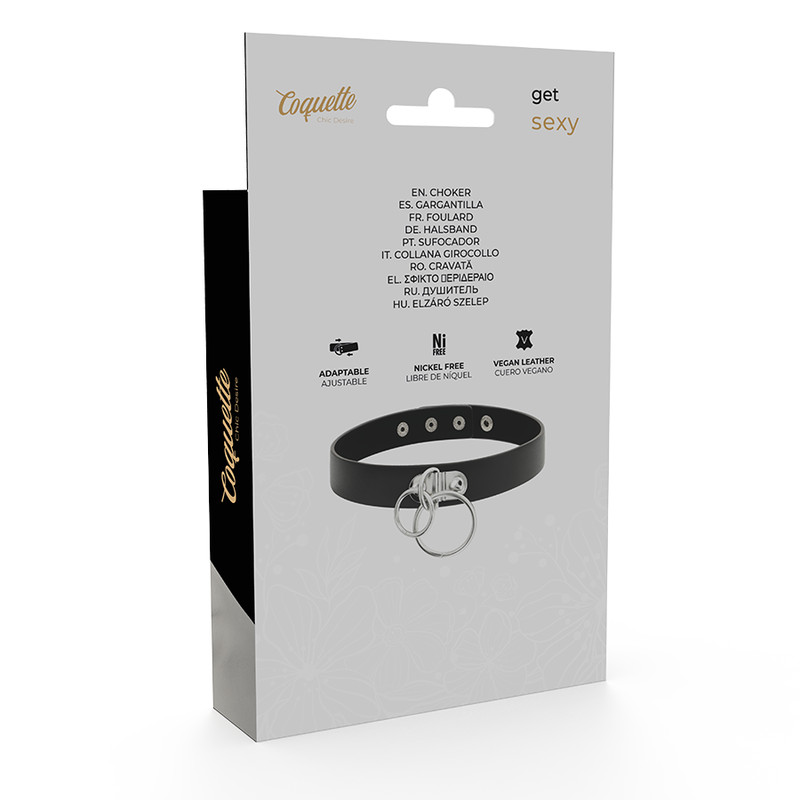 COQUETTE CHIC DESIRE – dupla gyűrűs vegán bőr choker - Image 6