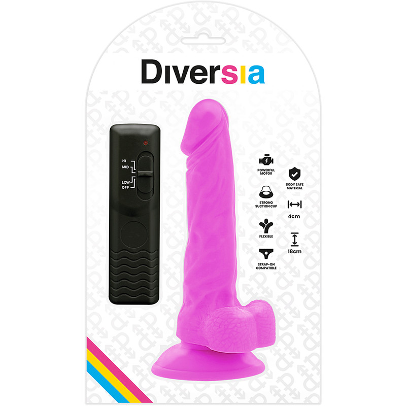 DIVERSIA – rugalmas, vibráló dildó lila 18 cm - Image 6