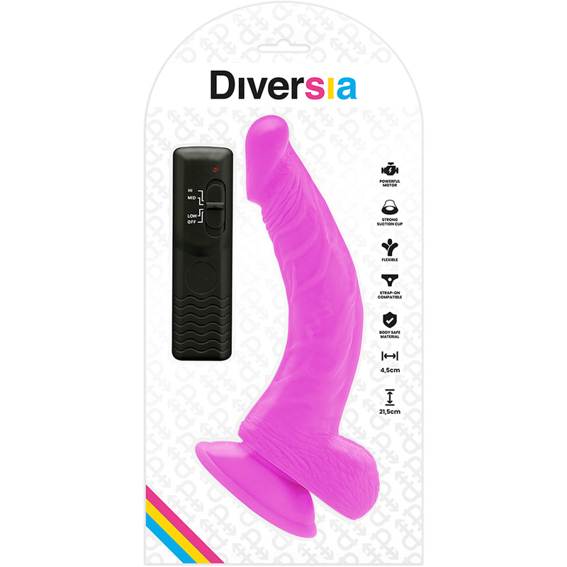 DIVERSIA – rugalmas vibráló dildó, 21,5 cm, lila - Image 6