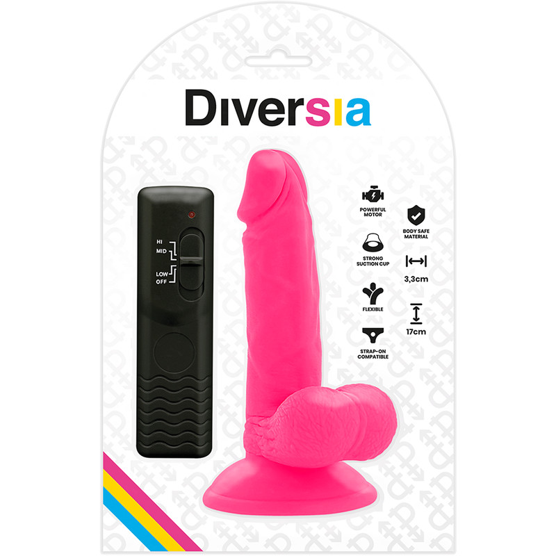 DIVERSIA - rugalmas vibráló dildo, 17 cm, rózsaszín - Image 7