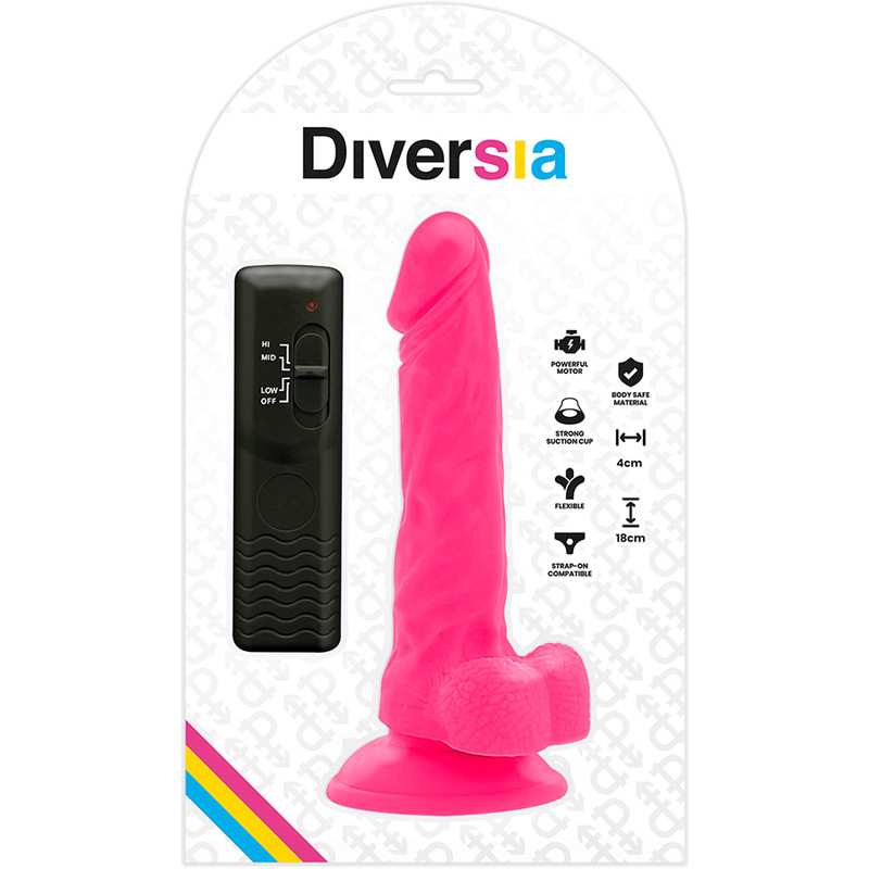 DIVERSIA – rugalmas vibráló dildó, 18 cm, rózsaszín - Image 7