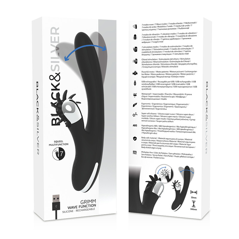 BLACK&SILVER - érzéki nyuszi vibrátor hullámzó funkcióval - Image 8