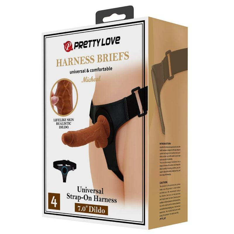 PRETTY LOVE – univerzális harness fekete dildóval, 20 cm - Image 10
