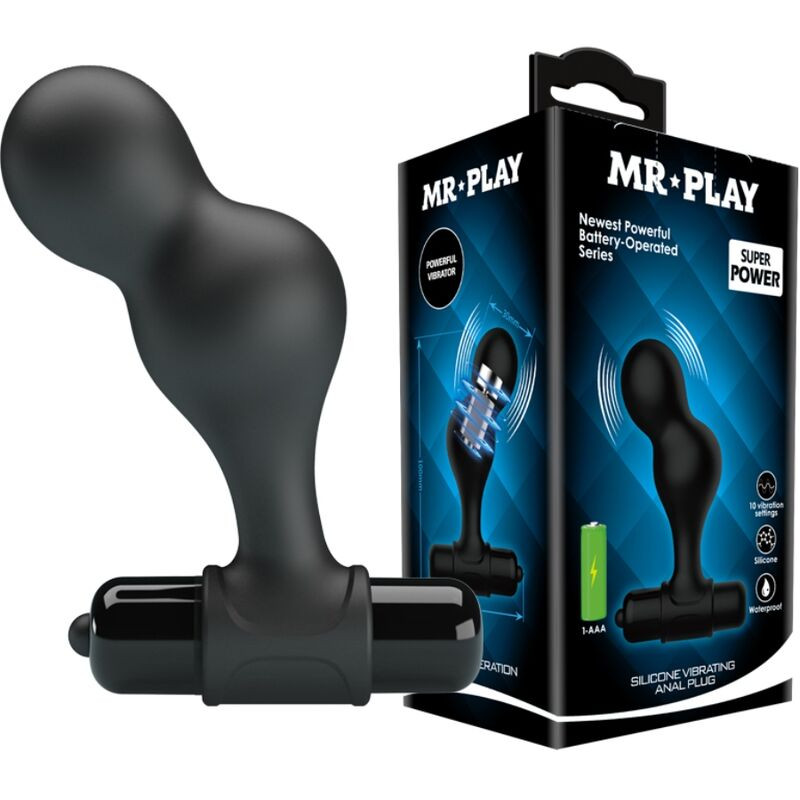 MR PLAY - fekete szilikon vibráló anális dugó - Image 2