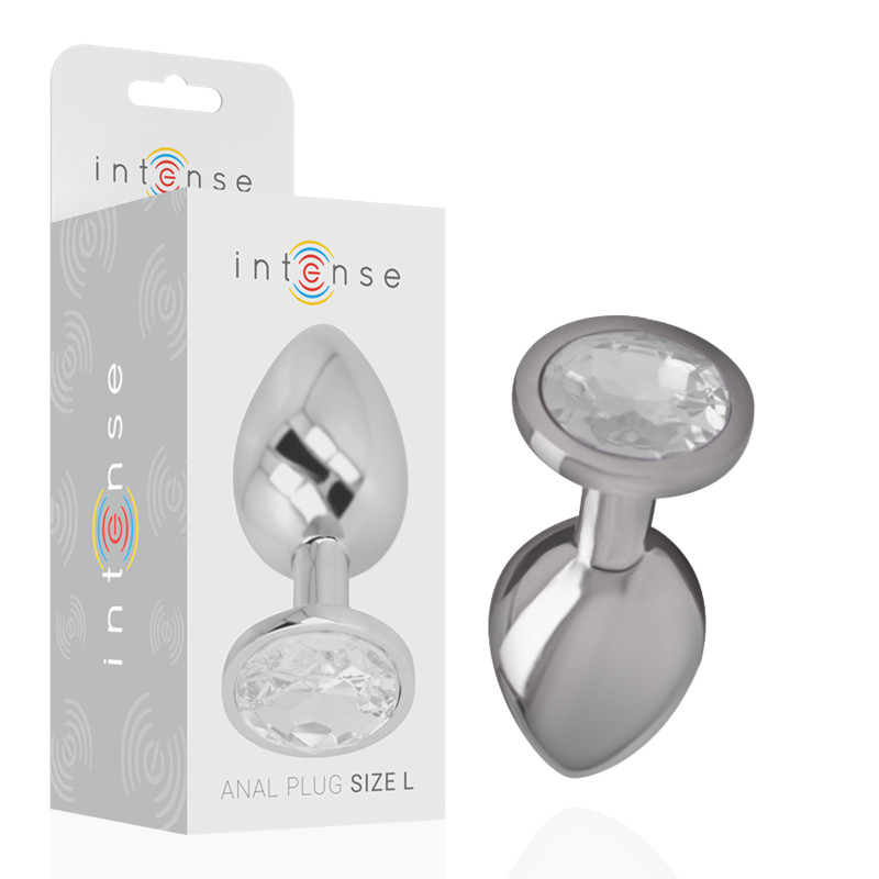 INTENSE – prémium fém anál plug ezüst kristállyal, L méret