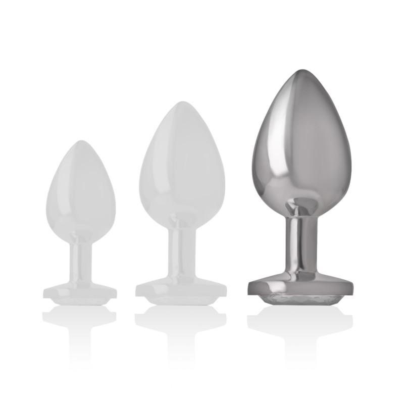 INTENSE – prémium fém anál plug ezüst kristállyal, L méret - Image 5
