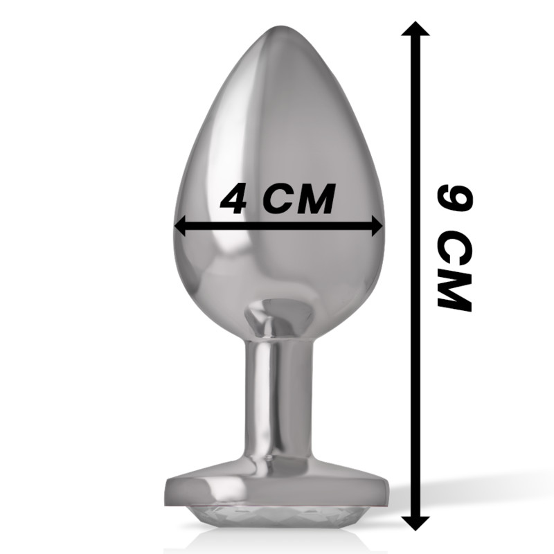 INTENSE – prémium fém anál plug ezüst kristállyal, L méret - Image 6