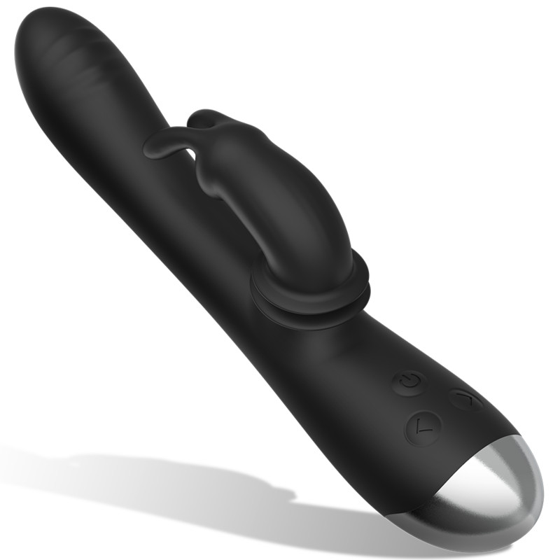 BLACK&SILVER - újratölthető szilikon nyúlfüles vibrátor - Image 2