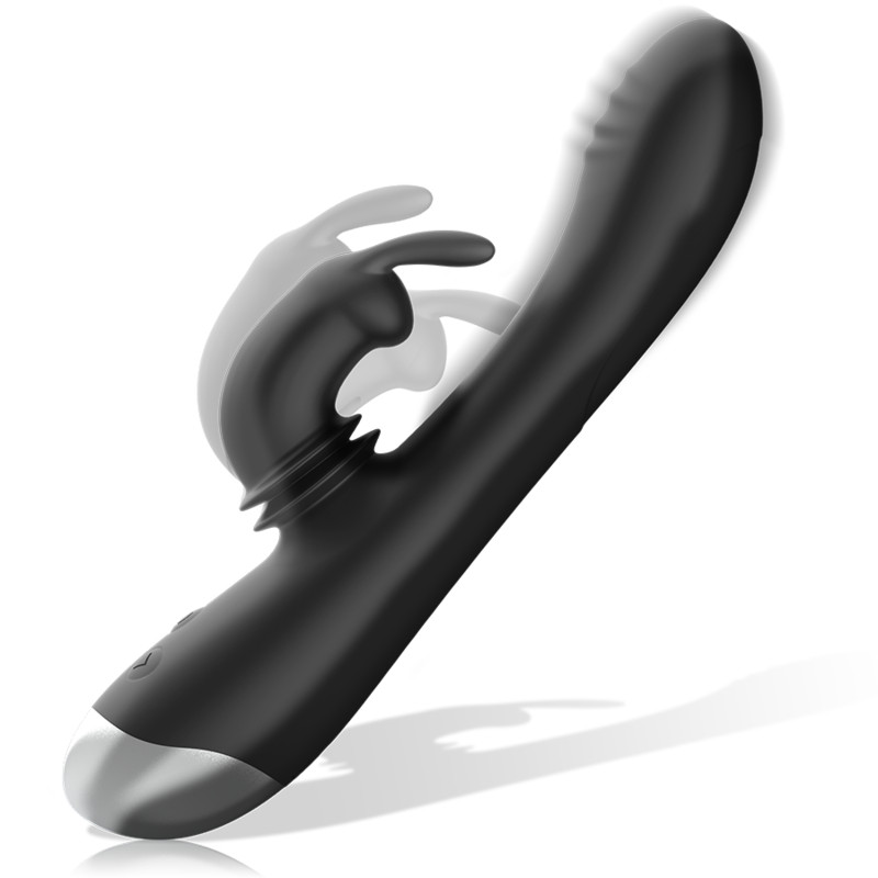 BLACK&SILVER - újratölthető szilikon nyúlfüles vibrátor - Image 3