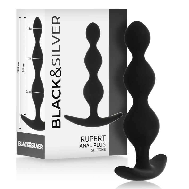 BLACK&SILVER - prémium anál golyós lánc 10 cm - Image 2