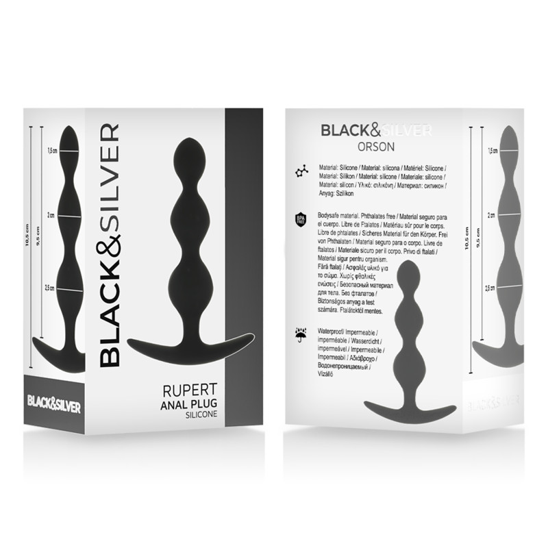 BLACK&SILVER - prémium anál golyós lánc 10 cm - Image 5