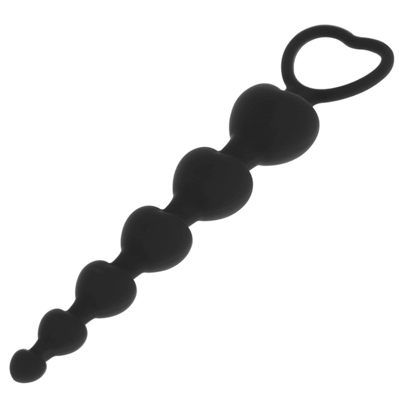 BLACK&SILVER - érzéki anális lánc szív formával 18 cm - Image 3