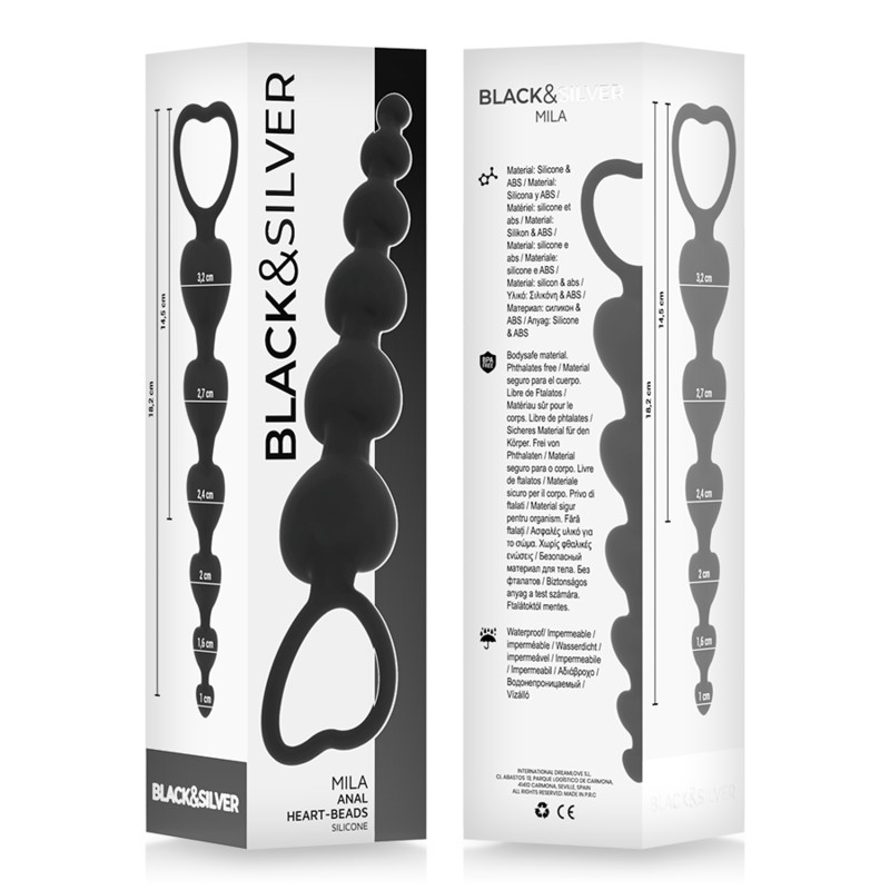 BLACK&SILVER - érzéki anális lánc szív formával 18 cm - Image 6