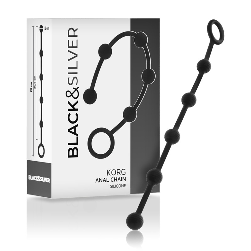 BLACK&SILVER – prémium szilikon anális gyöngyfűző 21 cm - Image 2