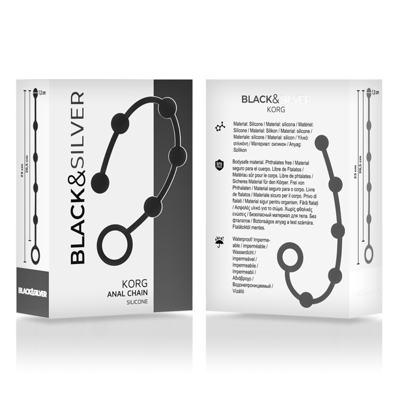 BLACK&SILVER – prémium szilikon anális gyöngyfűző 21 cm - Image 4
