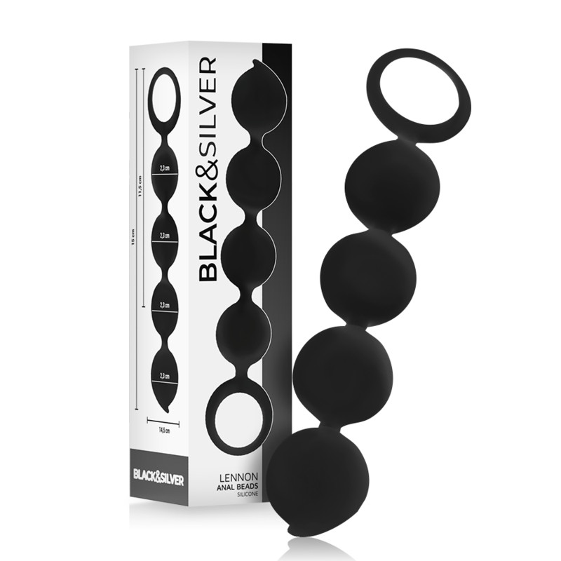 BLACK&SILVER - elegáns anális gyöngyös szett 15 cm - Image 2