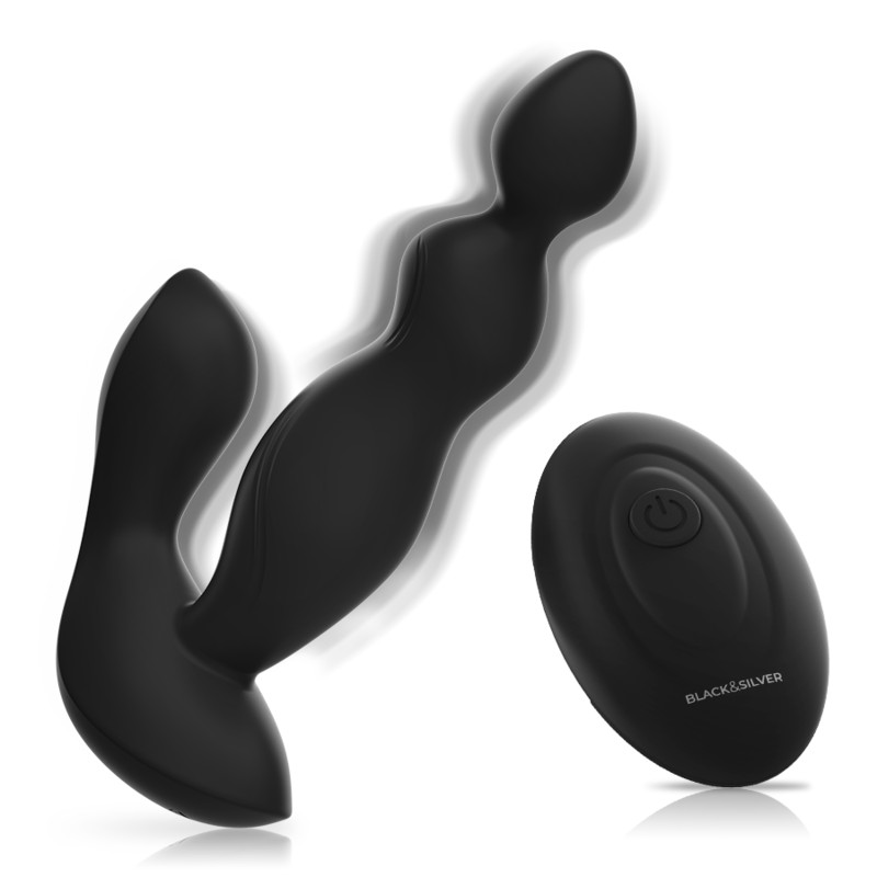 BLACK&SILVER - CORA – szilikon anális plug távirányítóval - Image 3
