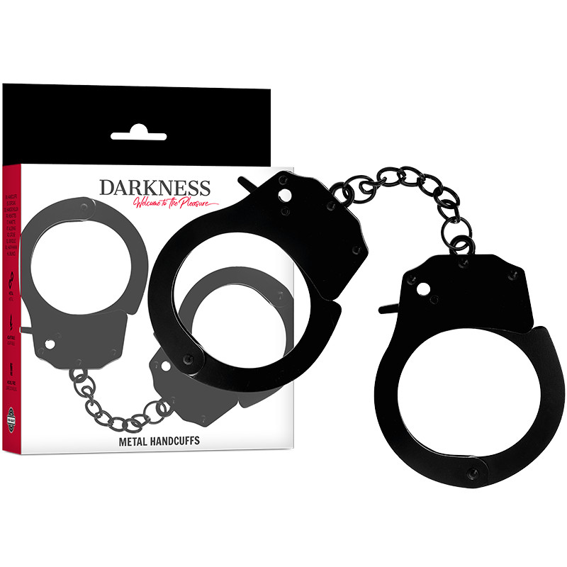 DARKNESS - fekete fém kézbilincs elegáns érintéssel