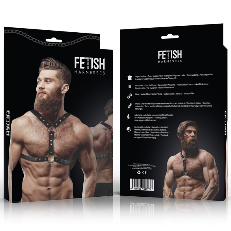 Fetish - prémium öko-bőr mellkaspánt férfiaknak dupla támogatással - Image 4