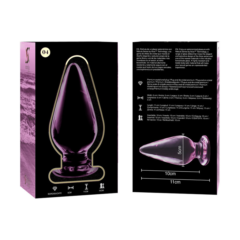 Ibiza Nebula 4 – prémium boroszilikát análplug, 11 cm rózsaszín - Image 4