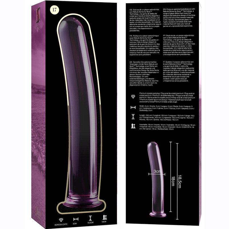 Ibiza Nebula 17 – prémium üveg dildó, 18,5 cm rózsaszín - Image 4