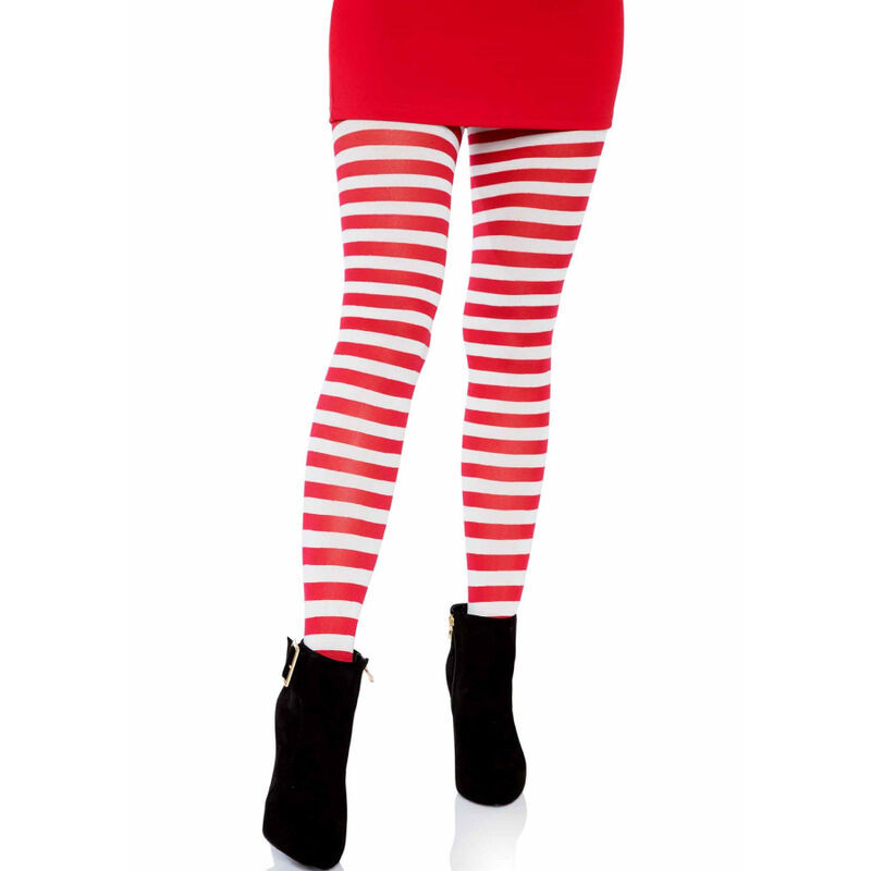 Leg Avenue – stílusos fehér-piros csíkos harisnya - Image 4