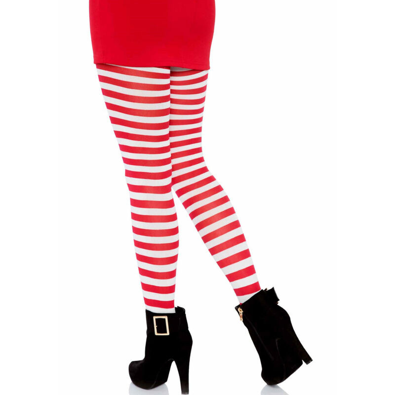 Leg Avenue – stílusos fehér-piros csíkos harisnya - Image 5