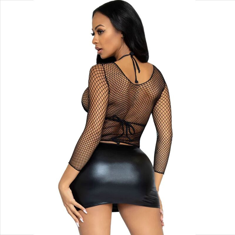 Leg Avenue – Fekete hálós hosszú ujjú felső - Image 3