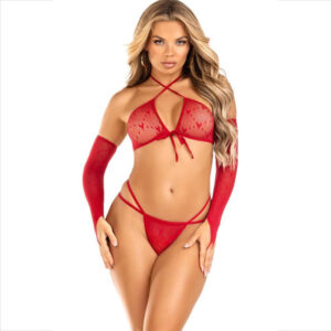 LEG AVENUE – 3 részes szett: top, tangá és mandzsetta