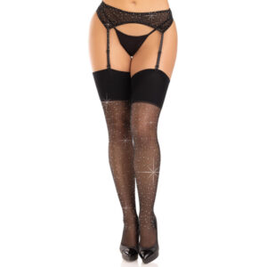 LEG AVENUE – fekete spandex harisnya gyöngyökkel