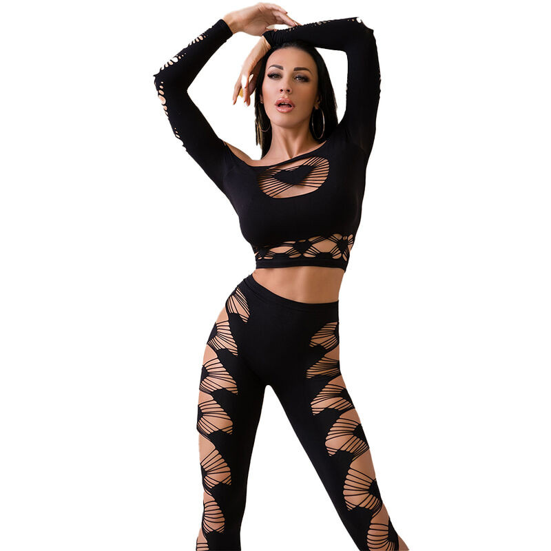 CHILIROSE - fekete érzéki top és leggings szett