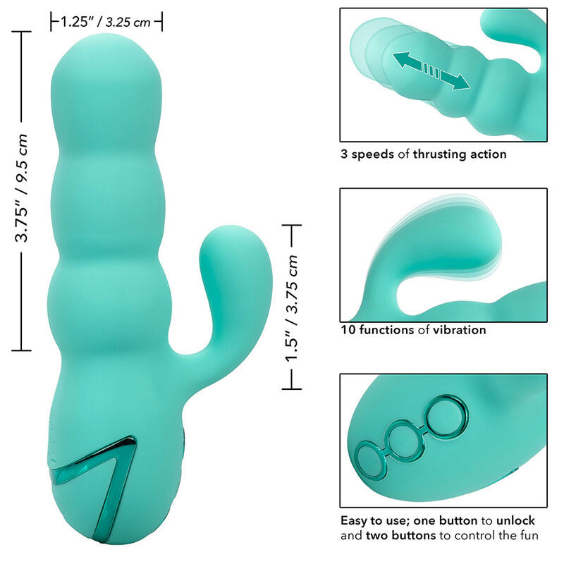 Calexotics Del Mar Diva – prémium nyuszi vibrátor aqua zöldben - Image 9